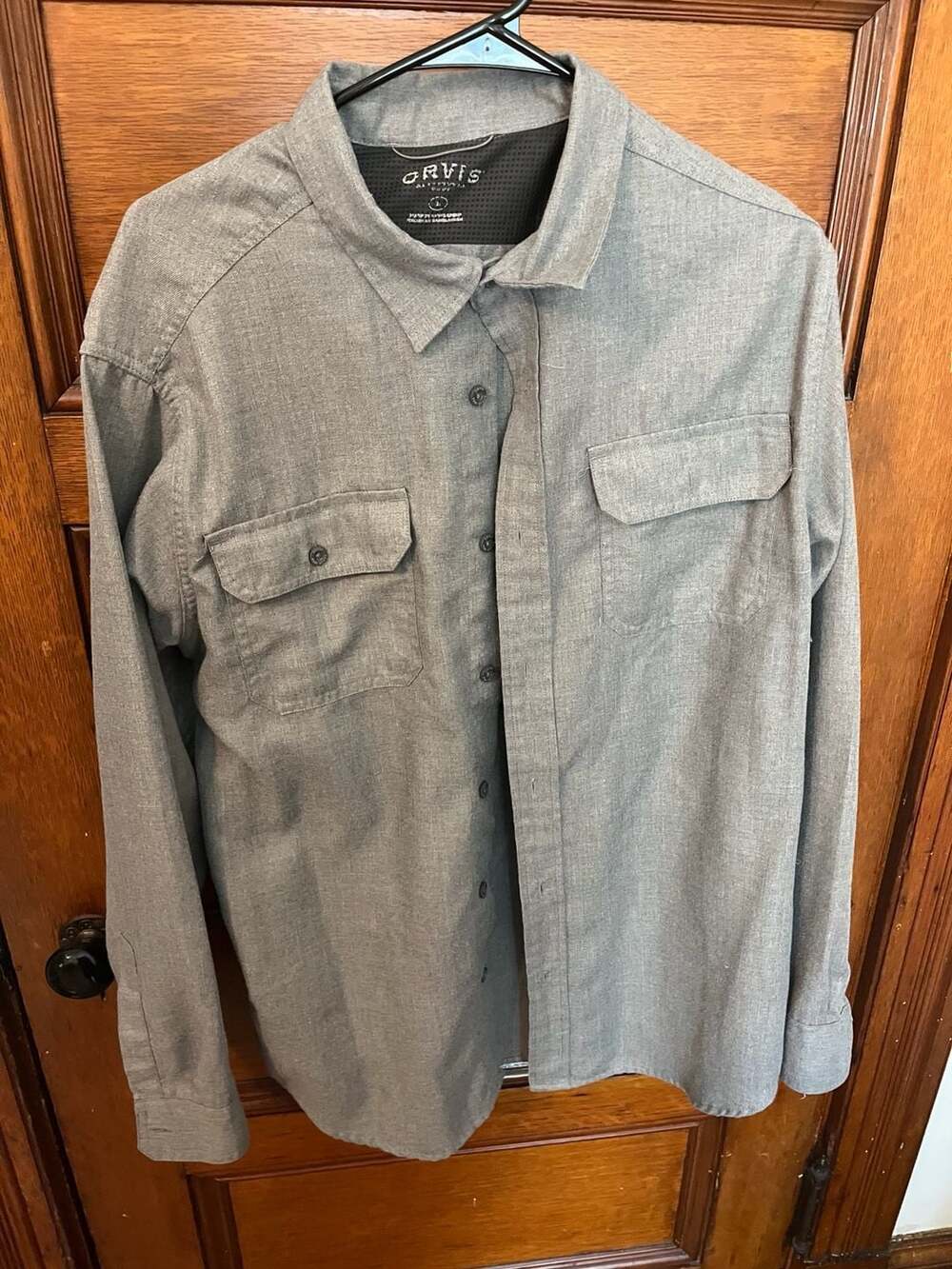 Orvis Men's Gray Long Sleeve Button Down Shirt Size Large